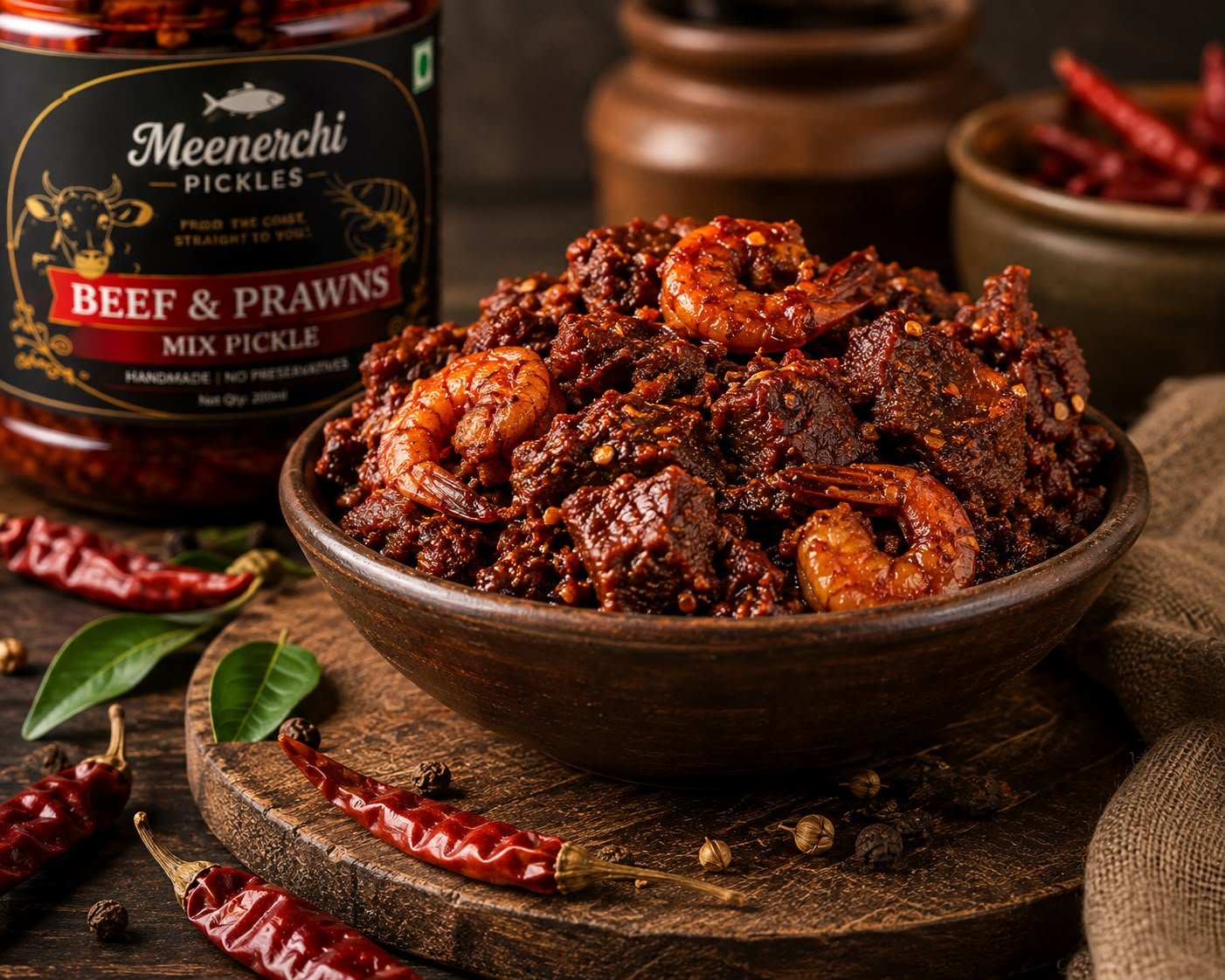 Beef & Prawns Mix Brand Meenerch pickels - Image 2