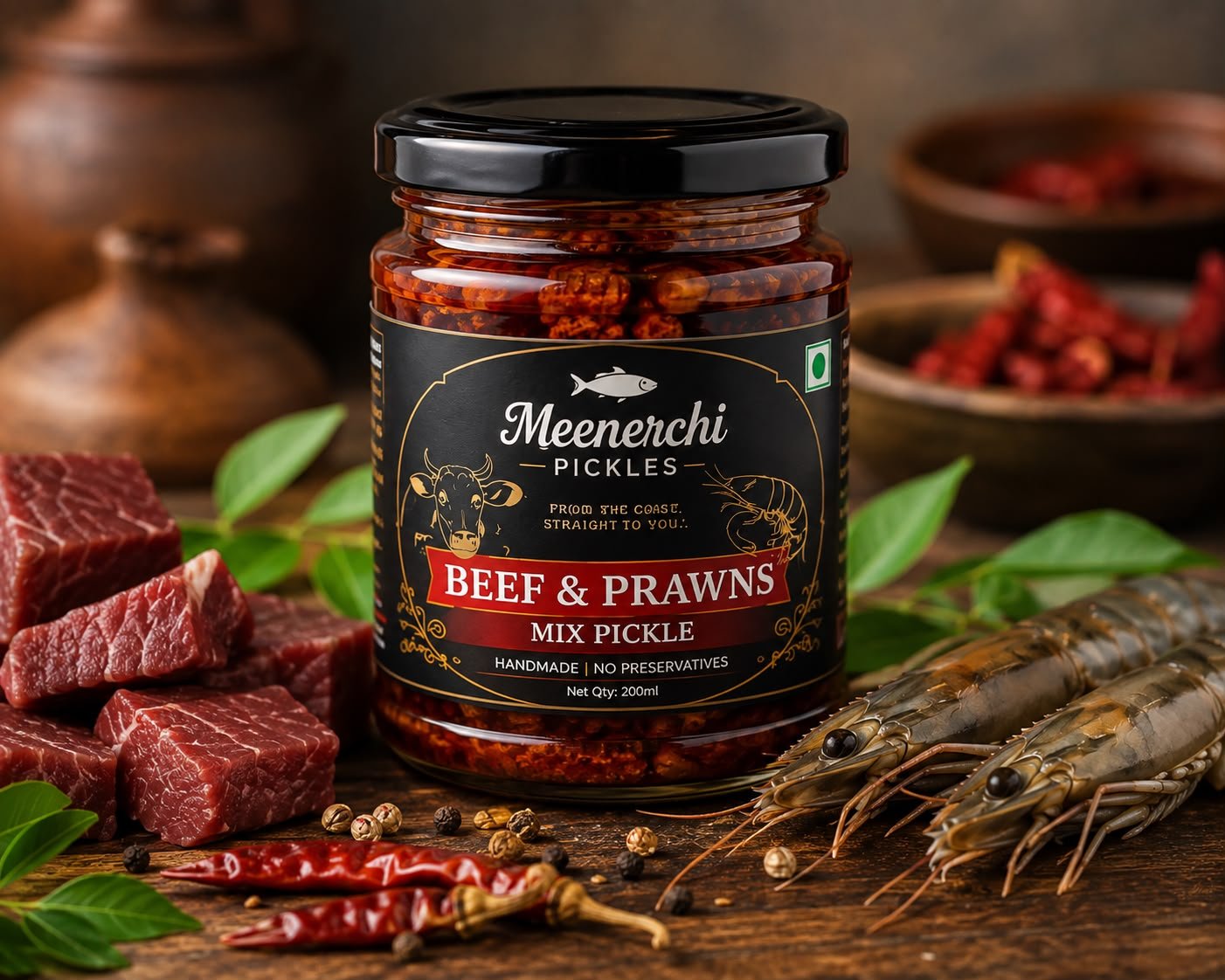 Beef & Prawns Mix Brand Meenerch pickels - Image 3